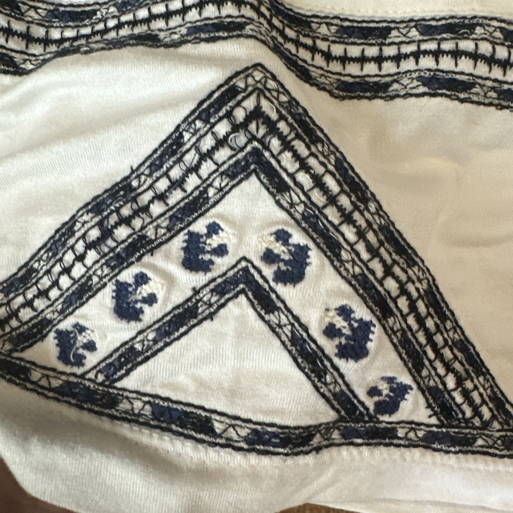 Anthropologie Kiana Embroidered Halter Top Womens Small Ivory Black Aztec Boho - Picture 3 of 9